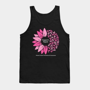 Breast cancer support squad with flower, ribbons & white type Tank Top